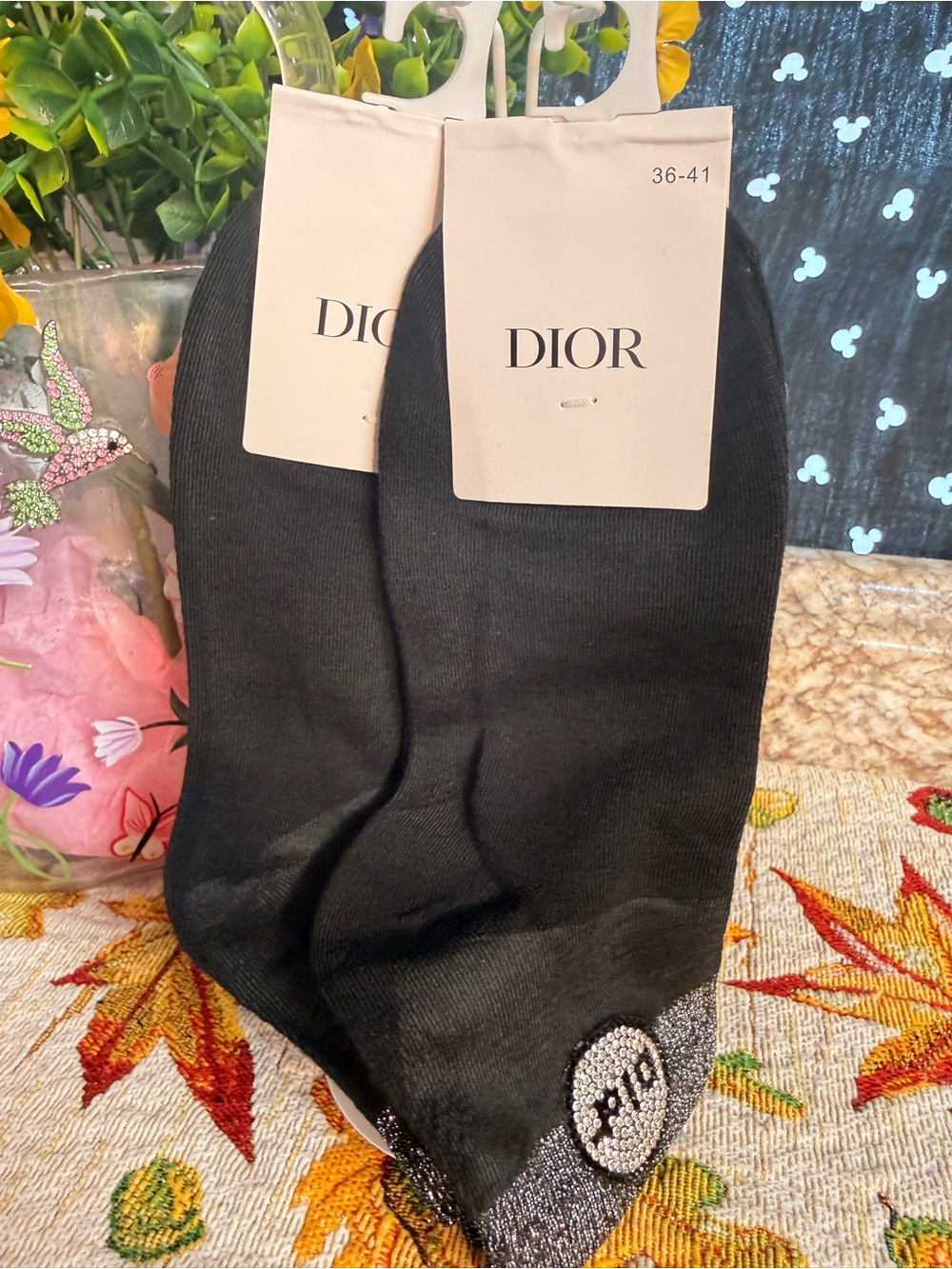 Dior ladies Black Low-Cut Socks with Accent